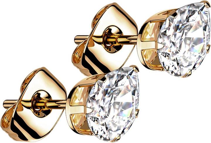 Immagine prodotto Star Piercing Orecchini a perno in oro rosa con goccia di cristallo in argento (Acciaio chirurgico 316Senza ottone, G23 in titanio senza ottone)