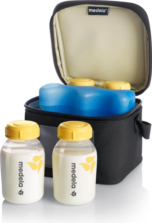 Medela Kühltasche mit 4 Milchflaschen und 1 Kühlelement (0.15 l)