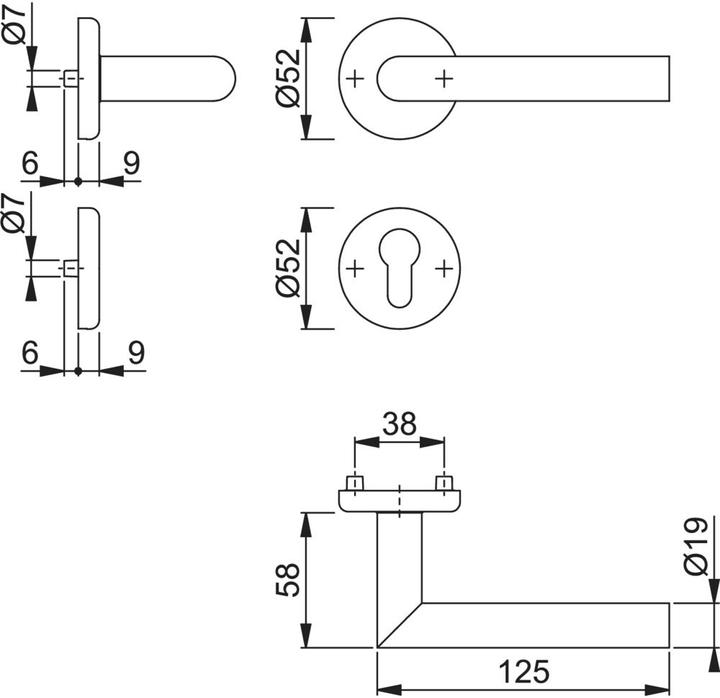 Immagine prodotto Hoppe Set di rosette Utrecht E1444Z/17KV/17KVS in acciaio inox F69 cilindro rotondo DIN sinistra/destra (Rosone della porta)