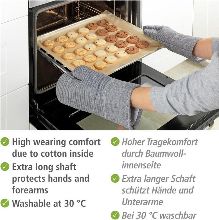 Actual product image Wenko Kitchen Glove Ada Stripes Grey, 2 pieces (Cotton, Silicone, Polyester, Viscose)