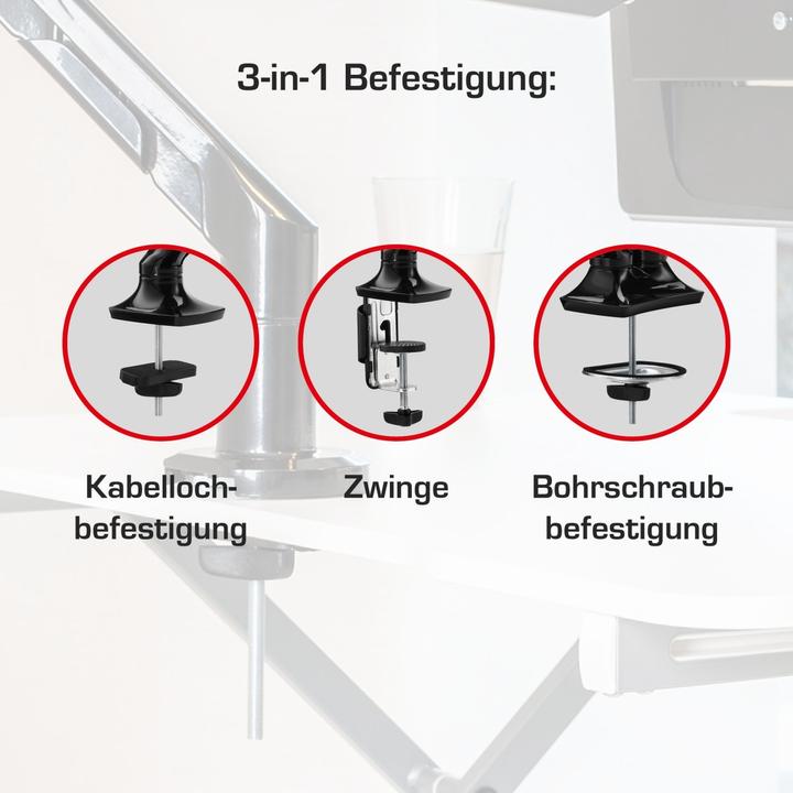 Produktbild Vantage Monitorarm single Gas 75x100 -9kg 27" schwarz (Tisch, 27")