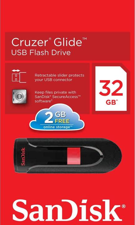 Immagine prodotto SanDisk Cruzer Glide (32 GB, USB-A, USB 2.0)