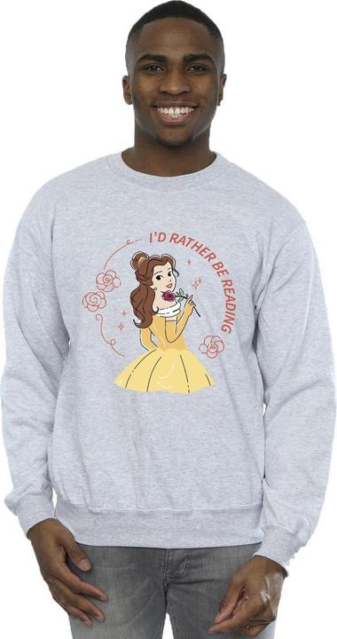 Actual product image Disney Mens Beauty And The Beast I'd Rather Be Reading Cotton Sweatshirt (S)