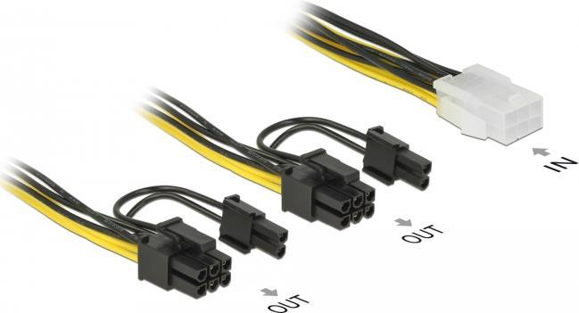 Actual product image Delock 6Pin to 2x 8Pin or 2x 6Pin power adapter