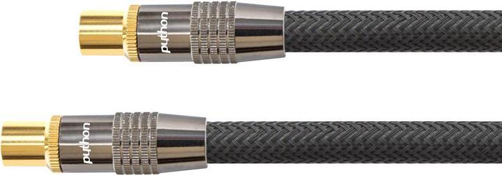Actual product image Python SAT antenna cable, IEC/coax male to female gold plated, shielding 120 db, 75 Ohm, nylon braid sch (120 dB, Antenna cable)