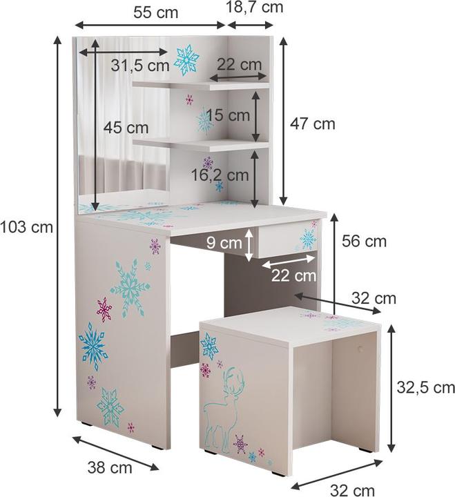 Image du produit Oskar-Store Schneeflocke mit Hocker (55 x 40 x 103 cm)
