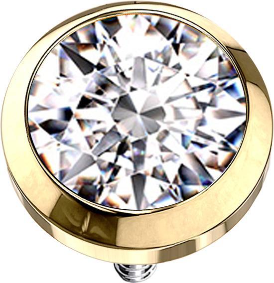 Immagine prodotto Star Piercing Ancora dermica placcata in oro con cristallo d'argento (senza ottone, Acciaio chirurgico 316L)