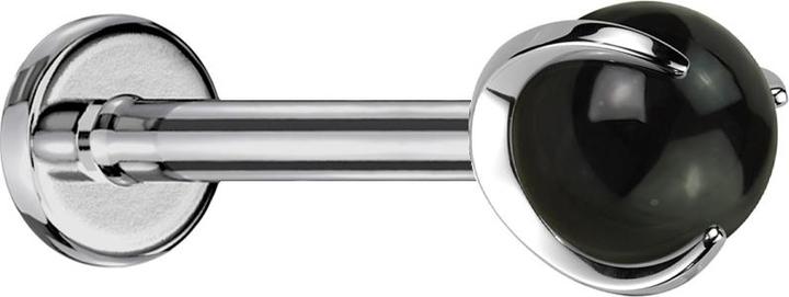 Star Piercing Micro Labret Innengewinde silber Kugel Onyx Stein Stein gefasst (Mineralisch, ohne Messing, Titan G23)