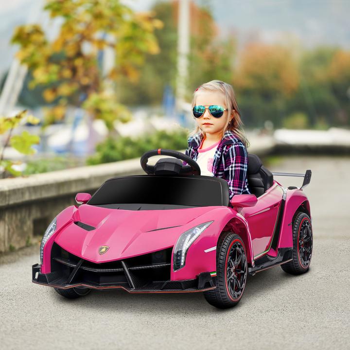 Immagine prodotto Swisshandel24 Lamborghini Kinderauto, pink, Fernbedienung, Bluetooth, 30kg Belastbarkeit (12 V)