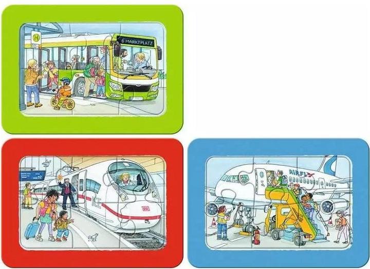 Produktbild Ravensburger Kinderpuzzle - 12004039 Unterwegs mit Bus, Bahn und Flugzeug - my first puzzle mit 3x6 (18 Teile)