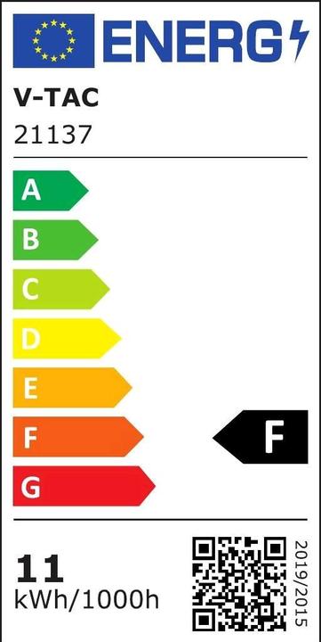 Energy Label V-TAC VT280 LED bulb11 W, E27, R80, 6400 K, F (E27, 11 W, 1055 lm, 1 x, F)