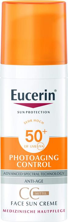 Eucerin Photoaging Control Face Sun CC Creme getönt LSF 50+ mittel, 50 ml Creme (Sonnencreme Gesicht, SPF 50+, 50 ml)