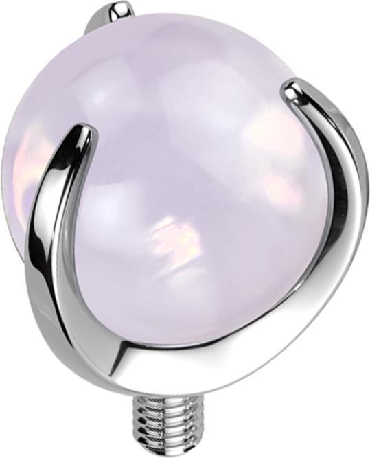 Actual product image Star Piercing Dermal Anchor silver ball Opalite pink stone set (Mineral, without brass, Titanium G23)