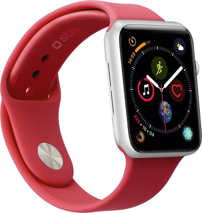 Produktbild SBS Armband Grösse M/L für Apple Watch Series 3/4/5/6/7/SE 44mm rot (44 mm, Silikon)