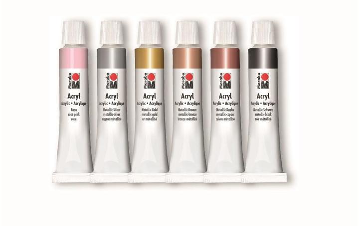 Image du produit Marabu Peinture acrylique Shiny Clas 12ml 6SZ (Or Métallique, Bronze métallique, Cuivre métallique, Noir métallisé, Argent métallisé, Rose métallique, 72 ml)
