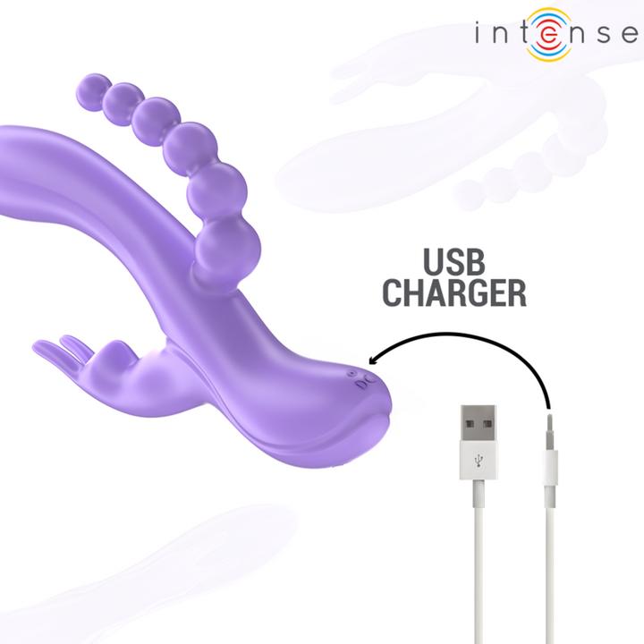 Produktbild Intense Miko Dreifach-Vibrator Rabbit & Stimulator & Anal 7 Vibrationen Lila