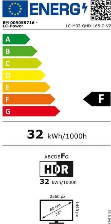 Energy Label LC-Power LC-M32-QHD-165-C-V2 (2560 x 1440 pixels, 31.50")