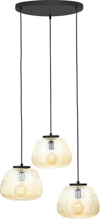 Actual product image Brilliant Suspension Kaizen 3 lampes ambre-ambre/noir mat (E27)
