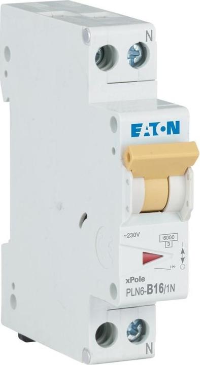 Actual product image Eaton PLN6-B16/1N-EN Miniature circuit-breaker 16A 1p+N Plug-in class B