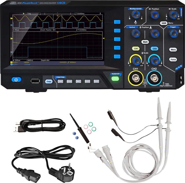 Actual product image Peaktech P 1401 Digital Storage Oscilloscope (CAT II 400V)