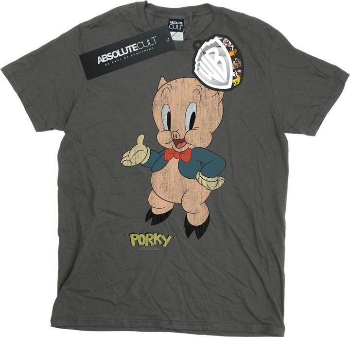Actual product image Looney Tunes Mens Porky Pig Distressed T-Shirt (XXL)