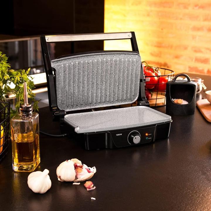 Produktbild Cecotec Grill électrique Rock'n Grill 1500 Stone Ceramic Mix&Grill (Noir/Gris)