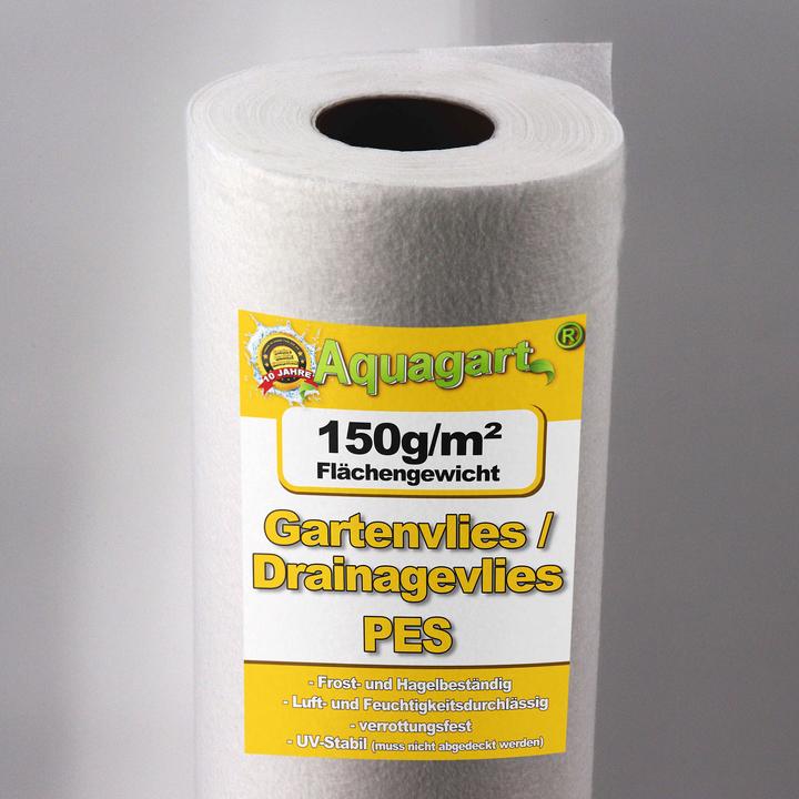 Actual product image Aquagart 25m² Gartenvlies Unkrautvlies Drainagevlies 150g 1m br.