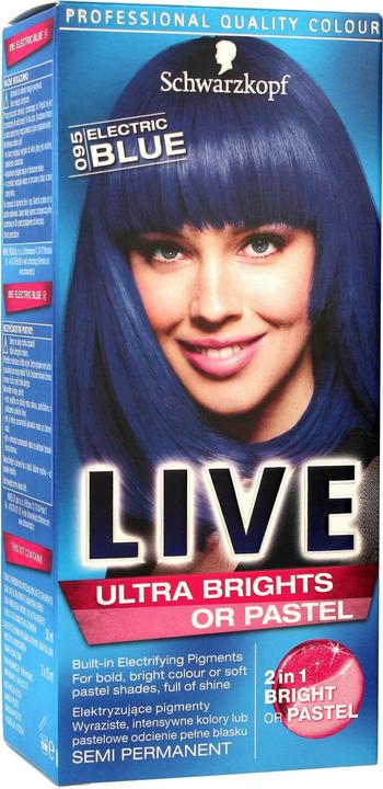 Image du produit Schwarzkopf Live Ultra Brights ou Pastel hair dye 095 Electric Blue (095 Bleu électrique)