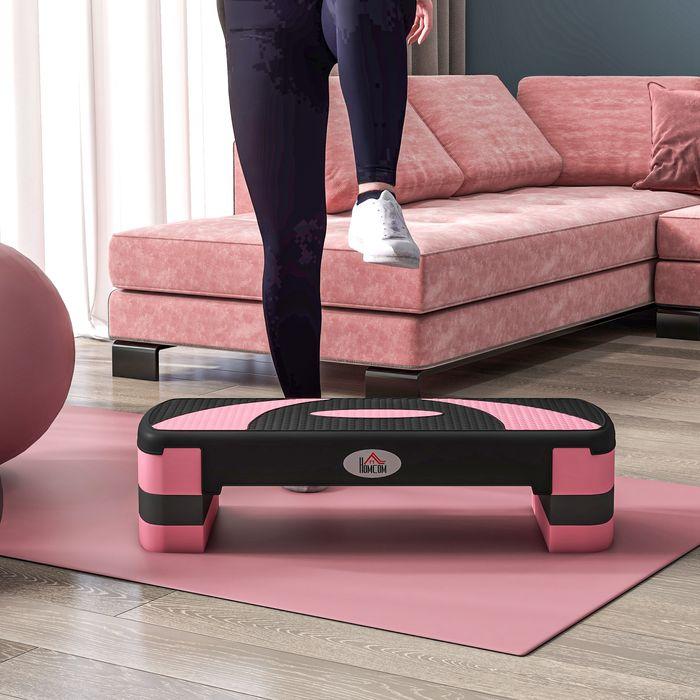 Produktbild Swisshandel24 Aerobik-Stepper, höhenverstellbar, 80x31x10/15/20cm, bis 150 kg, Schwarz/Rosa/Grau