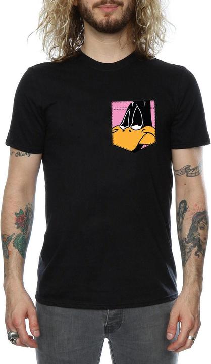 Actual product image Looney Tunes Mens Daffy Duck Face Faux Pocket T-Shirt (S)