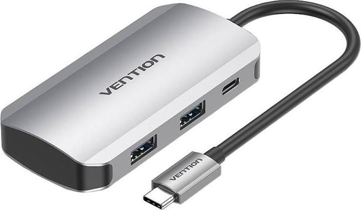 Vention Stacja dokująca USB-C do 4x USB3.0, PD 0,15m TNBHB (szary) (USB-C, 5 Ports)