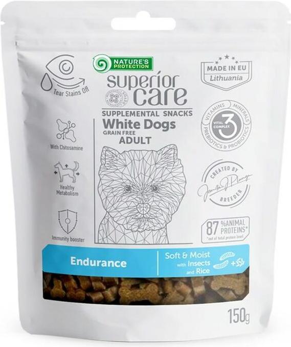 Actual product image Natures Protection S PROTECTION SC White Dogs Adult Endurance Insects Rice - dog treat - 150 g (Adult, 1 pcs., 150 g)