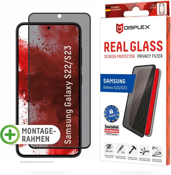 Produktbild Displex Real Glass, Privacy Full Cover Panzerglas (1 Stück, Samsung Galaxy S22 5G, Samsung Galaxy S23)