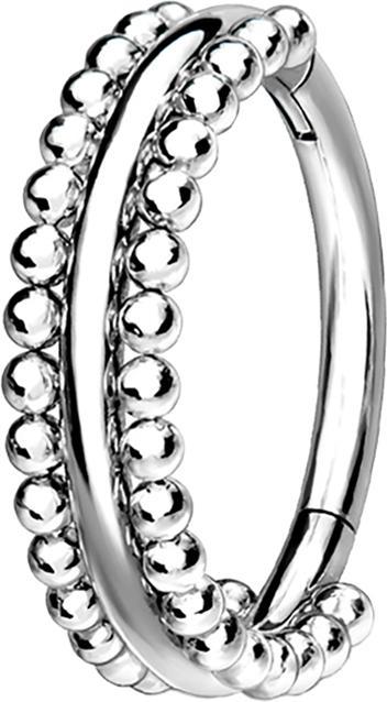 Star Piercing Micro Segmentring klappbar silber doppellinie mit Kugeln (ohne Messing, Chirurgenstahl 316L)