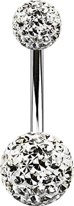 Produktbild Star Piercing Banane silber mit zwei Kristall Kugeln silber Epoxy Schutzschicht (Chirurgenstahl 316L)