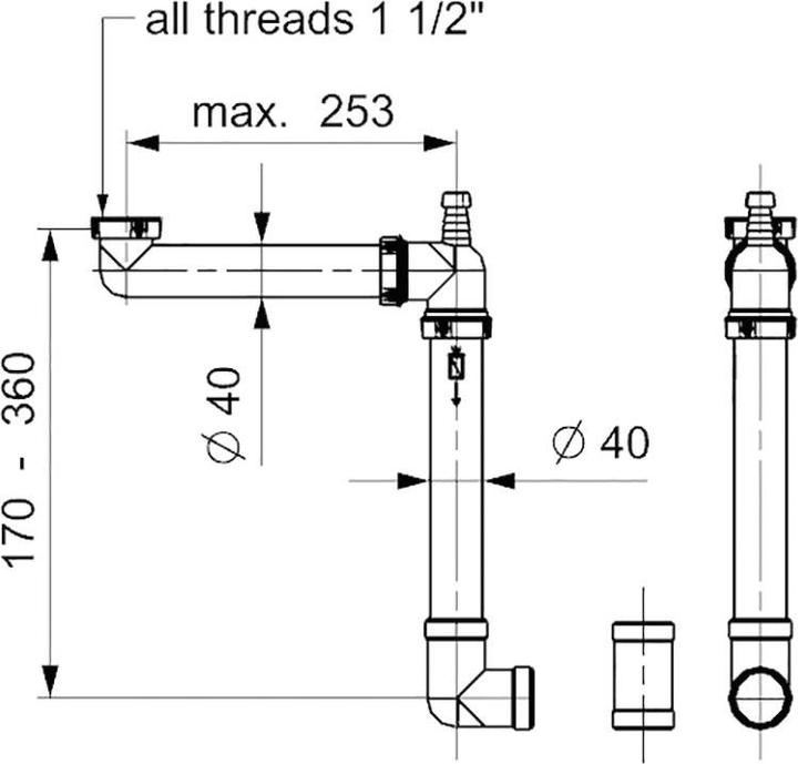 Actual product image Reginox Space-saving Panama siphon 40 mm