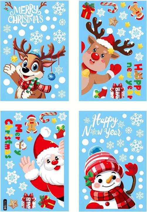 Immagine prodotto Hermex Adesivi per finestre per bambini Adesivi natalizi Buon Natale Felice Anno Nuovo