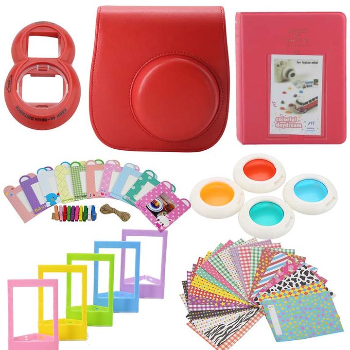 JTI Kit d'accessoires pour Fujifilm Instax Mini 8/9 - Rouge (Étui pour accessoires de caméra)