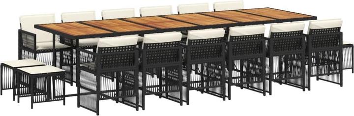 Produktbild VidaXL 17-Tlg. Garten-Essgruppe Mit Kissen Schwarz Poly Rattan (106 cm)