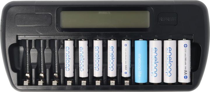 Immagine prodotto Everactive Caricatore NIMH con display LCD per 1-12 batterie AA o AAA (1 pz., Specifico del dispositivo, Batteria + Caricabatterie)