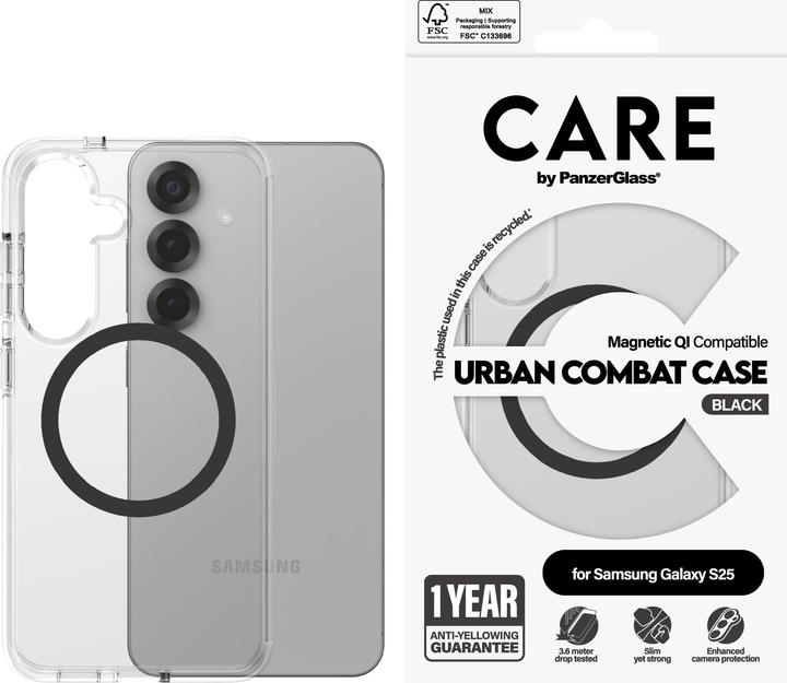 Produktbild PanzerGlass CARE by ® Flagship Case Transparent Urban Combat m. Schwarz Qi Compatible Samsung Galaxy (Samsung Galaxy S25)