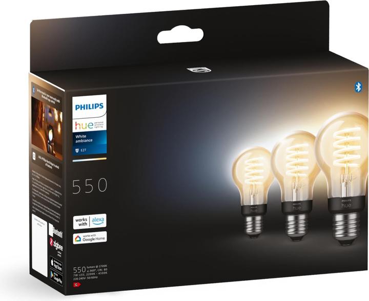 Actual product image Philips Hue E27 - Filament lamp (E27, 7 W, 550 lm, 1 x, G)
