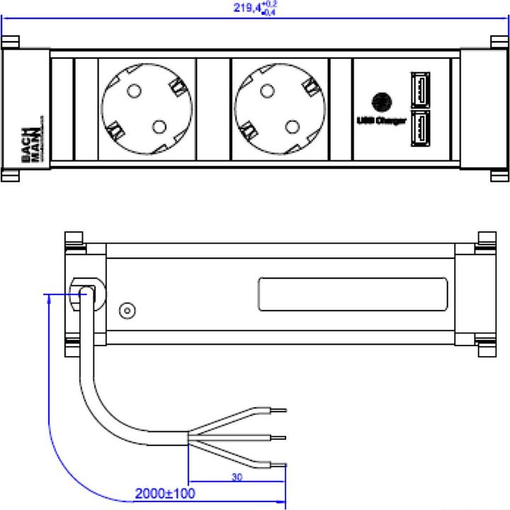 Image du produit Bachmann Power Frame- Power Strip (2 x, CEE 7/3, 2 m)
