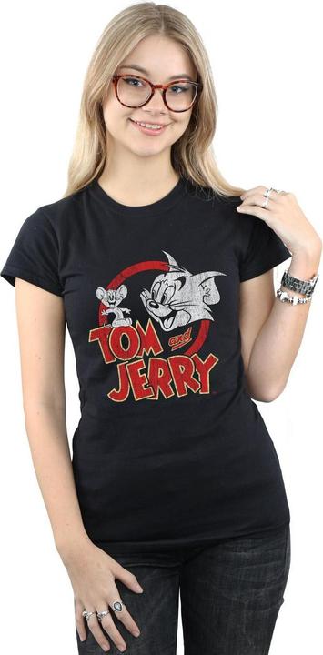 Actual product image Tom & Jerry Womens/Ladies Distressed Logo Cotton T-Shirt (XL)
