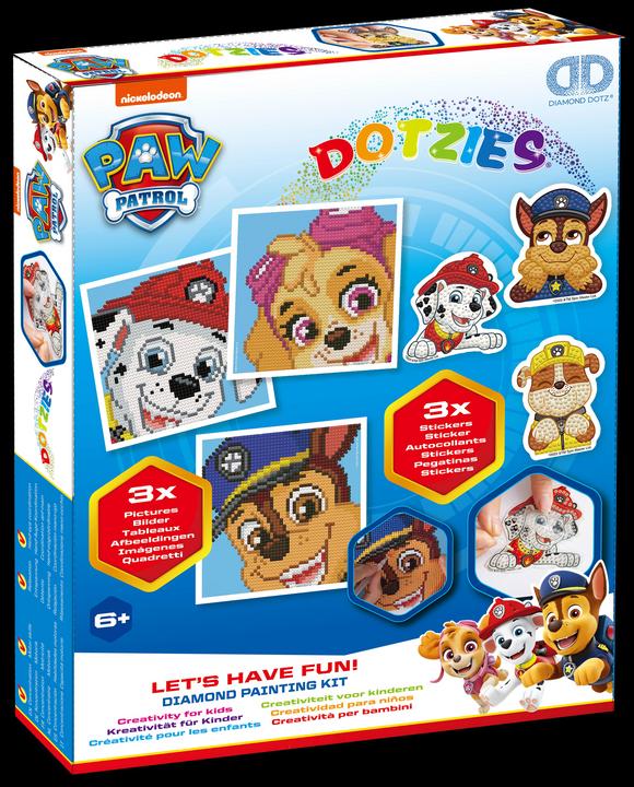 Image du produit Diamond Dotz DOTZIES® Original Diamond Painting Set Paw Patrol avec 6 motifs : 3 tableaux 15x15cm, 3