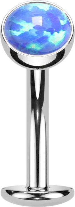 Star Piercing Threadless Labret-Stab Banane silber Halbkugel Opal blau (Titan G23)