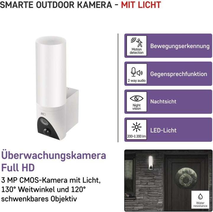 Actual product image Emos GoSmart Rotating outdoor IP camera with WiFi and light IP-310 TORCH, white (2304 x 1296 Pixels)