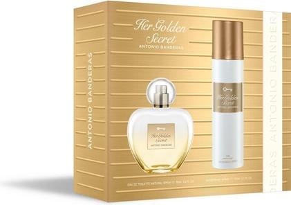 Image du produit Antonio Banderas Banderas Perfumes Her Golden Secret Gift Set for Women EDT 80ml + Deodorant 150ml Fruity Floral Vani (Set parfum)