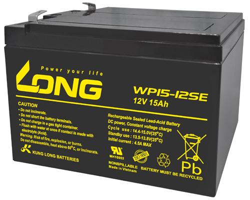 Image du produit Kung Long WP15-12SE F2 Batterie plombée résistante aux cycles, 12Volt, 15Ah avec connecteur Faston 6,3mm (12 V, 15 Ah)