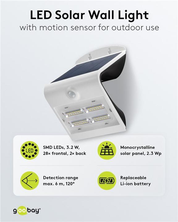 Actual product image Goobay LED Solar Wall Light (400 lm, IP65)